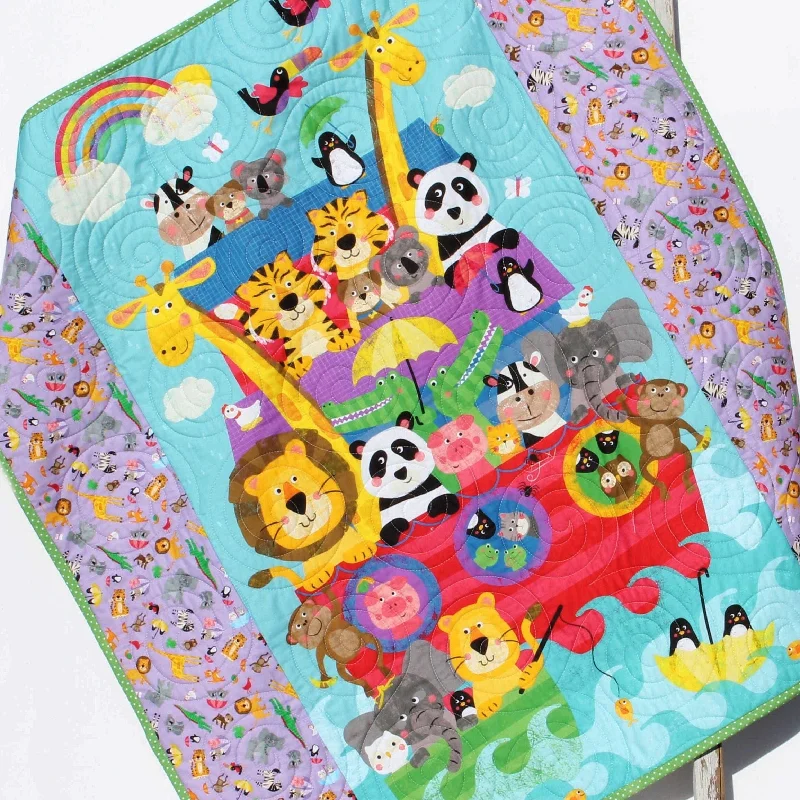 Noahs Ark Baby Quilt, Christening Blanket, Animals, Baby Gift