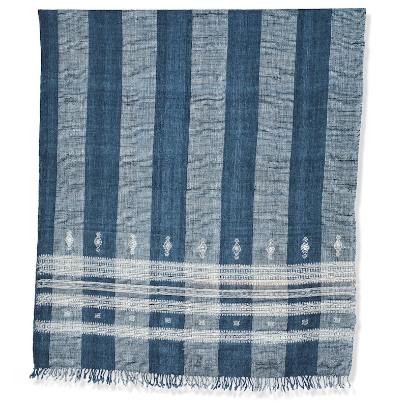 Patna Indian Bedcover in Deep Indigo/Ivory