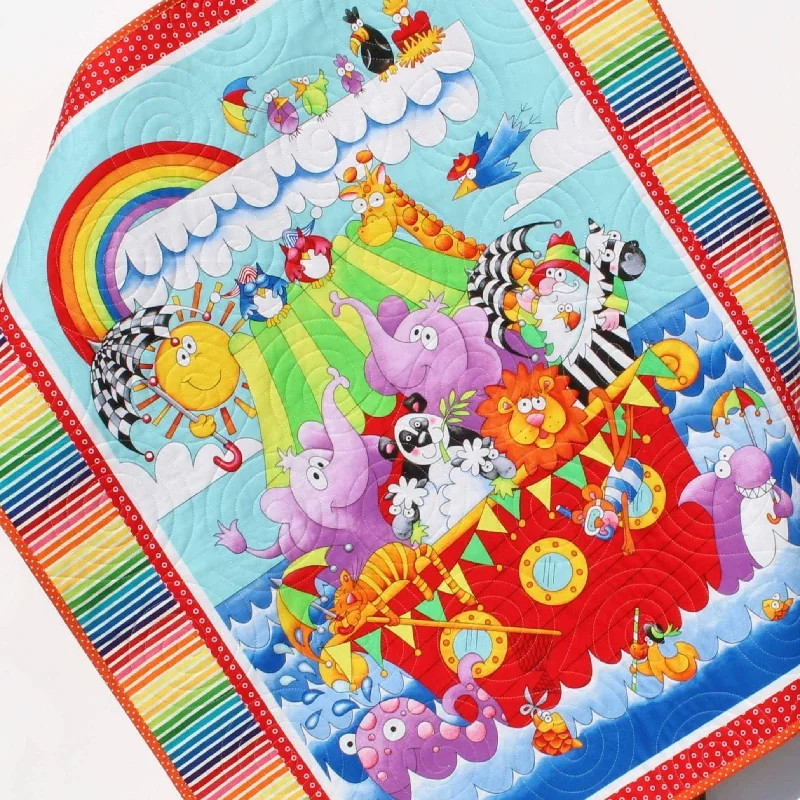 Noah's Ark Baby Quilt, Personalized Baptism Gift, Christening Newborn