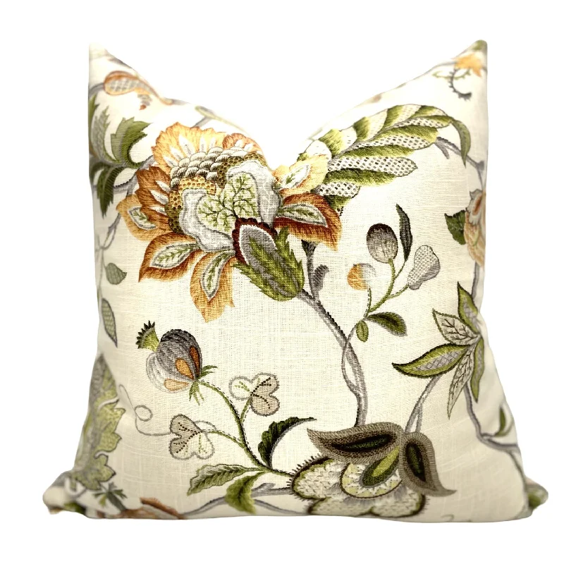 Fleur De Leaf Linen Pillow Cover