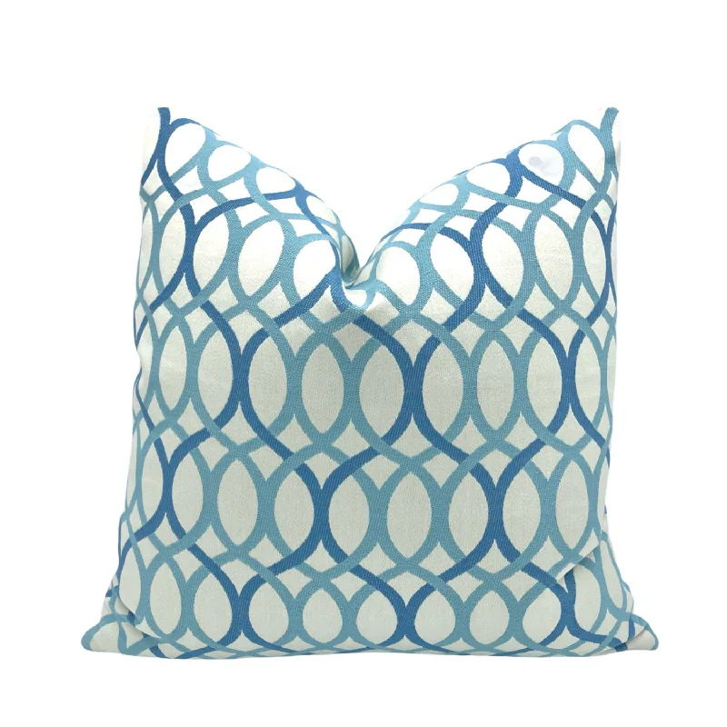 Aqua Chain Pillow Cover