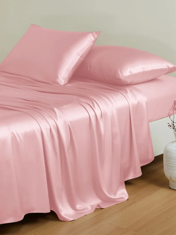 19 Momme Pink Silk Sheet Set