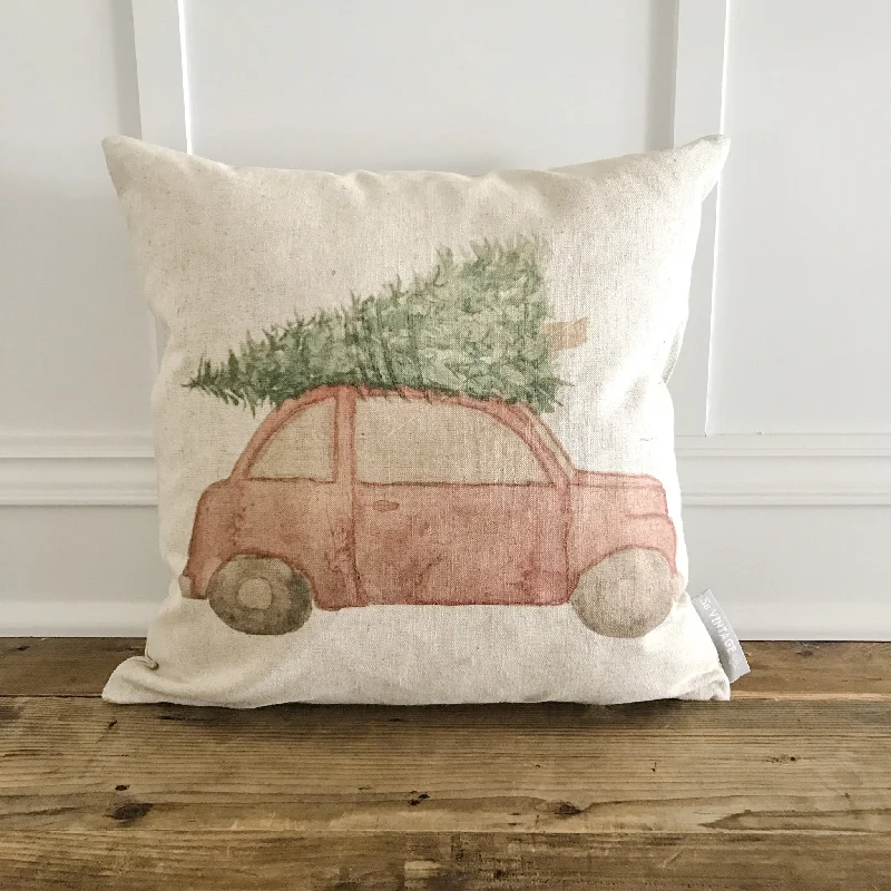 Red Christmas Tree Car Pillow Cover