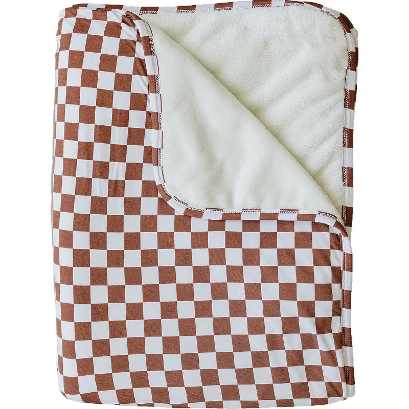 Rust Checkered Bamboo Fleece Quilt