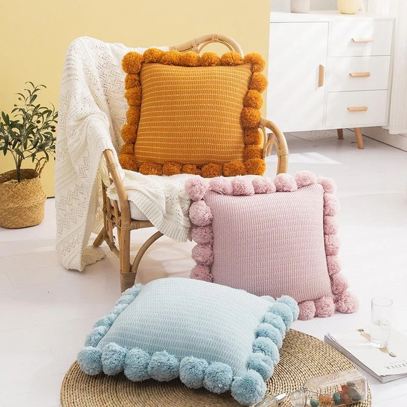 Smock & PomPom Square Pillow Cover