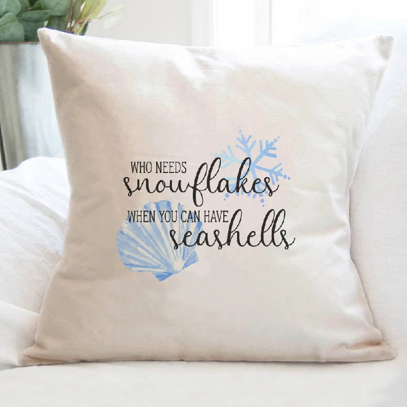 Snowflakes and Seashells - Square Canvas Pillow