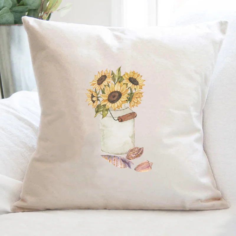 Sunflowers and Seashells - Square Canvas Pillow