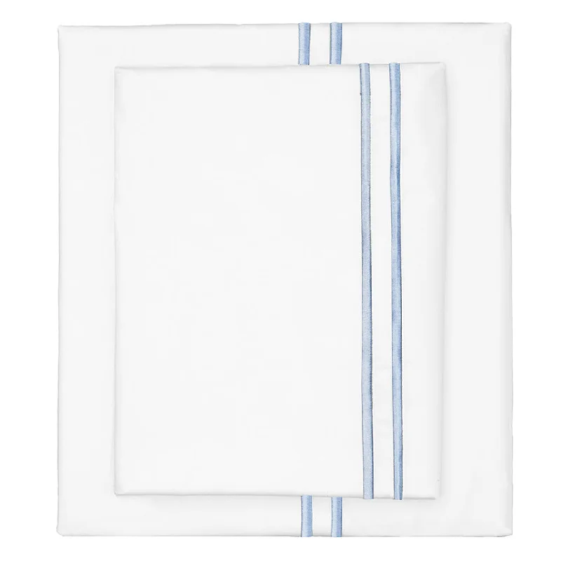 The French Blue Lines Embroidered Sheet Set