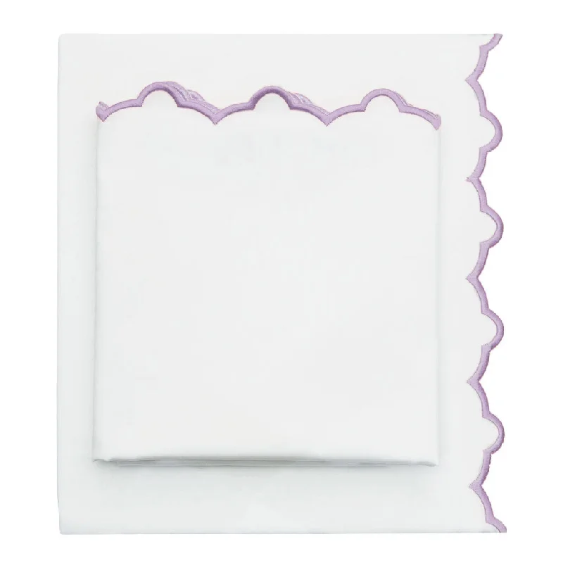 The Lilac Purple Scalloped Embroidered Sheet Set