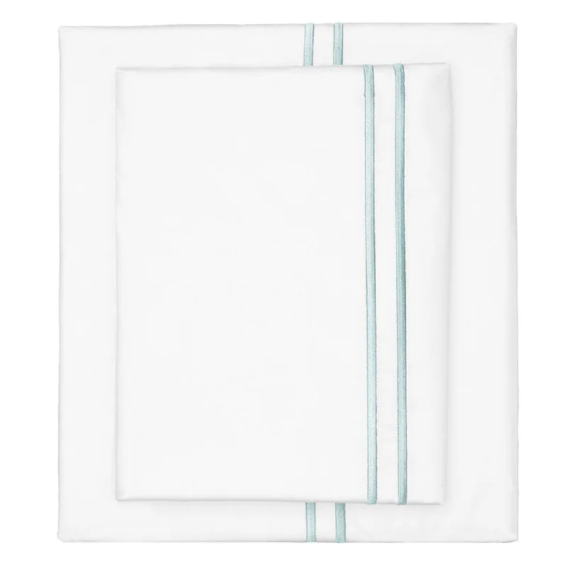 The Porcelain Green Lines Embroidered Sheet Set