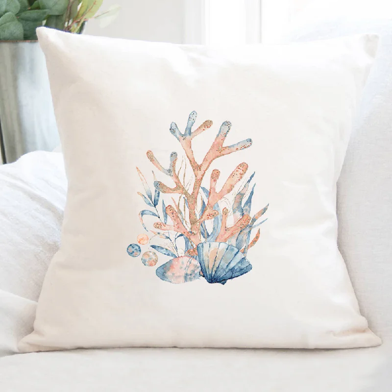 Watercolor Coral - Square Canvas Pillow