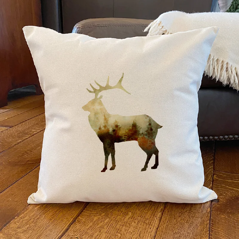 Watercolor Elk - Square Canvas Pillow