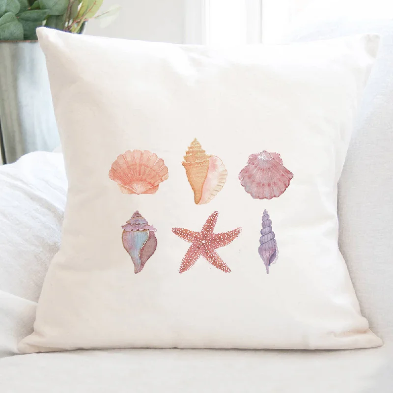 Watercolor Shells - Square Canvas Pillow