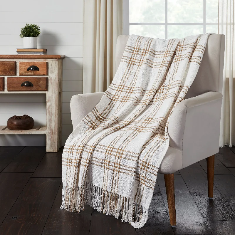 Wheat Plaid Woven Throw 50x60 **BACKORDERED UNTIL MARCH 2025**