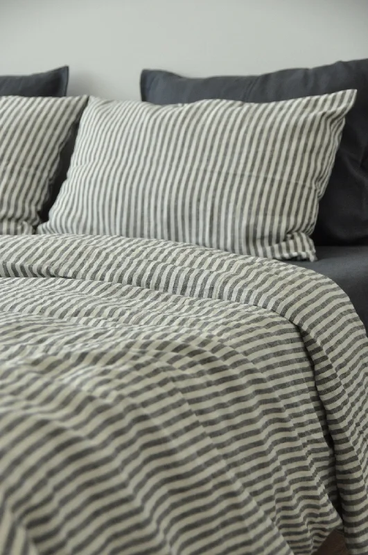 White and gray stripe duvet cover