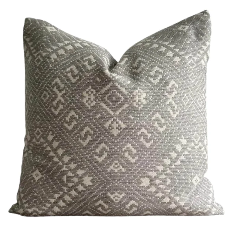 Woven Ikat OUTDOOR Pillow Cover in Gray