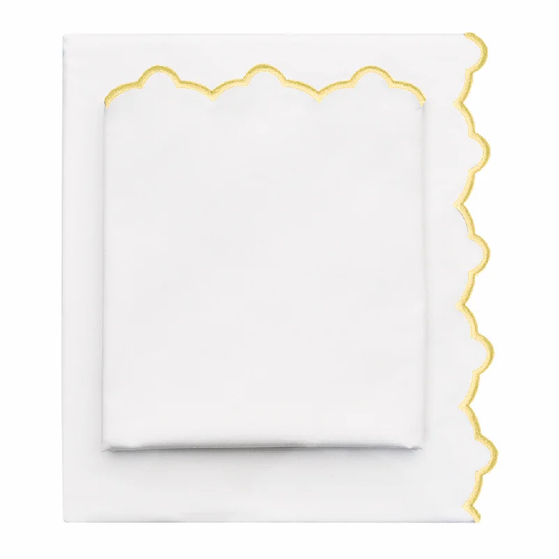 The Scalloped Embroidered Yellow Sheet Set